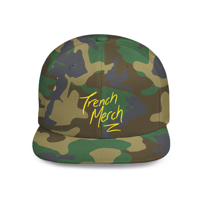 Trench Merch Trendy Flat Bill Snapback Hat, Cool Streetwear Cap for Casual Outings, Outdoor Events, Festivals, Unique Gift for Hip-Hop Fans