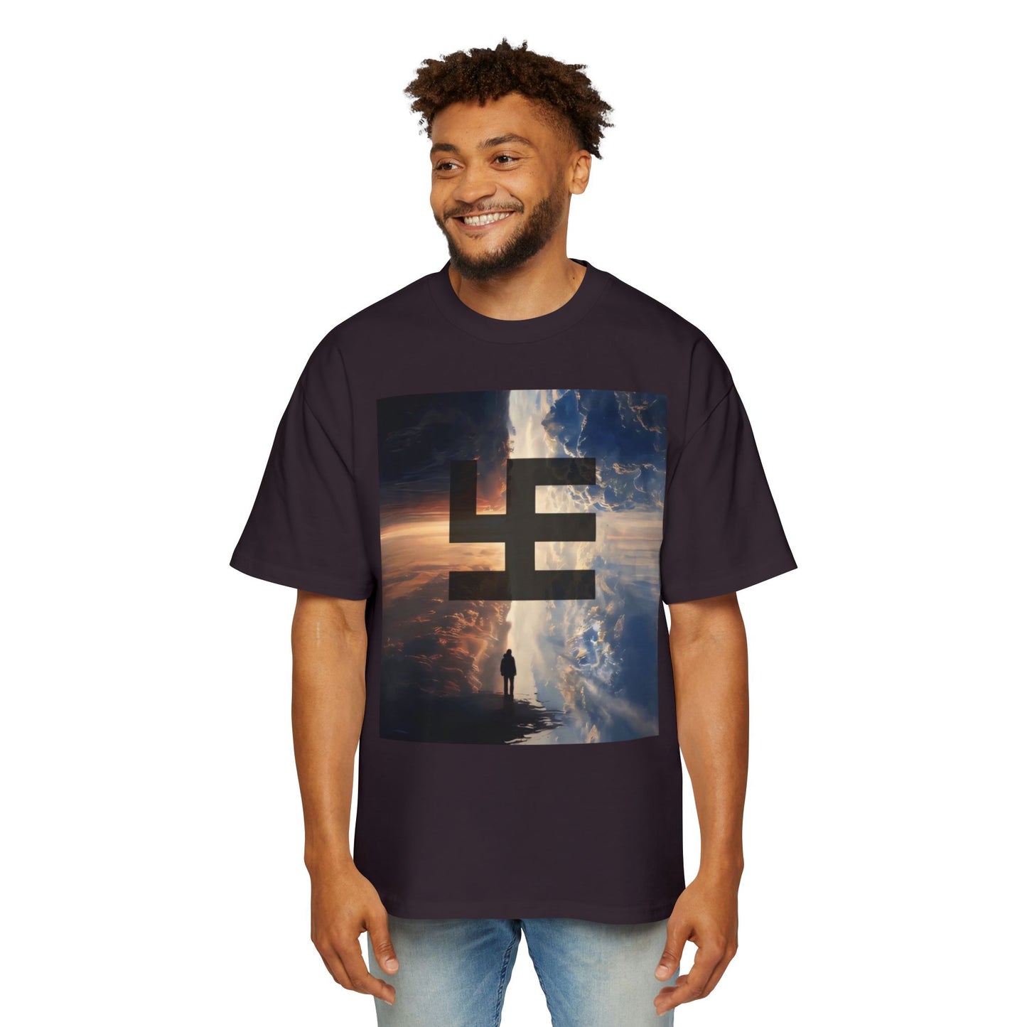 Swasticoin Men's Heavy Oversized Tee with Eye-Catching Design | Casual Wear, Graphic Tee, Street Style, Unisex Fashion, Gift Idea