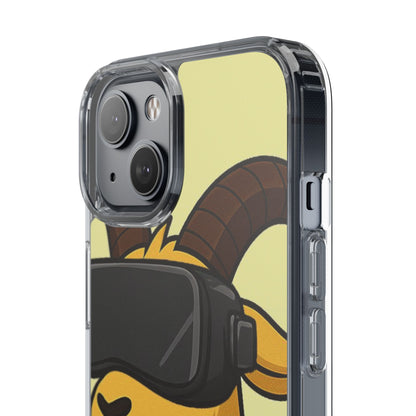 VR Goat Clear Case, Fun Phone Cover, Geeky Accessories, Gift for Gamers, Cute Animal Design, Customizable Phone Cases
