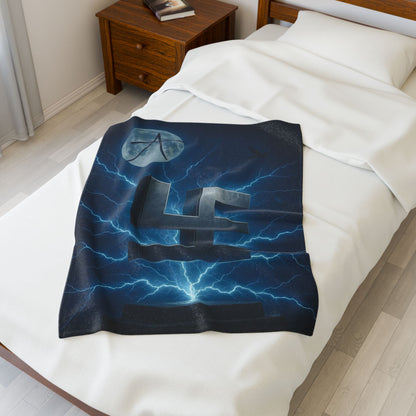 Swasticoin Mystical Lightning Velveteen Plush Blanket, Cozy Throw for Home Décor, Perfect for Gifting, Movie Nights, and Spirit Festivals