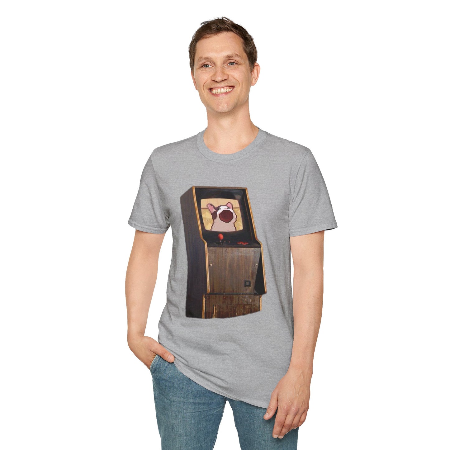 POPCAT Retro Arcade Unisex T-Shirt, Gamer Tee, Vintage Gaming Shirt, Gift for Gamers, Casual Wear