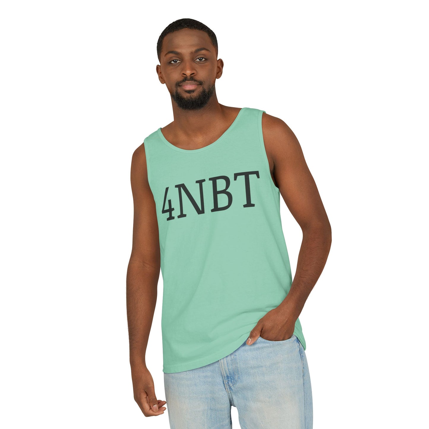 Unisex Garment-Dyed Tank Top with 4NBT Design, Summer Apparel, Casual Wear, Gift for Friends, Individual Expression Top