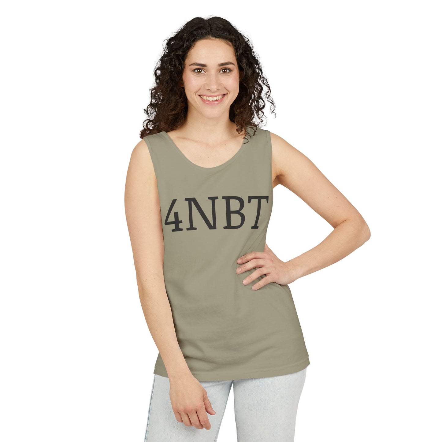 Unisex Garment-Dyed Tank Top with 4NBT Design, Summer Apparel, Casual Wear, Gift for Friends, Individual Expression Top