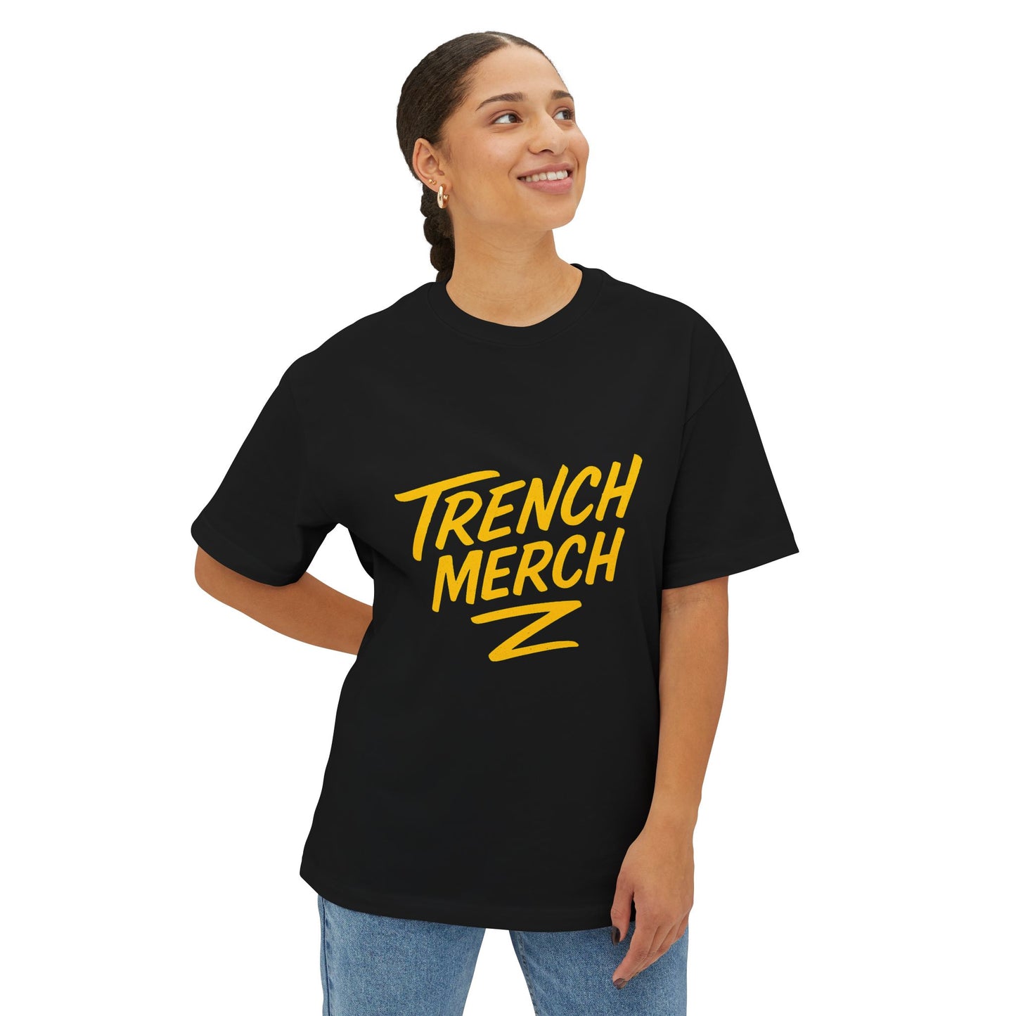 Trench Merch Unisex Oversized Boxy Tee | Casual Graphic T-Shirt for Everyday Style, Gifts for Friends, Summer Comfort, Streetwear Fashion