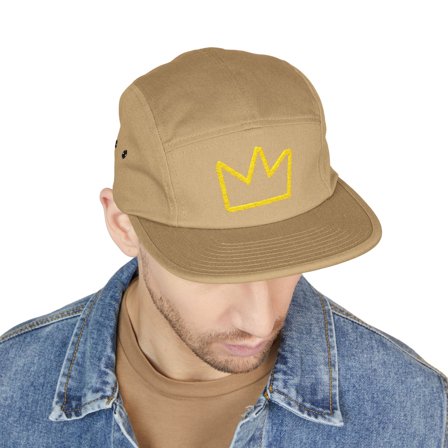 Trench Merch Embroidered 5 Panel Cap with Crown Design - Casual Streetwear Hat, Summer Accessory, Gift for Him/Her, Festival Headwear, Unisex Cap