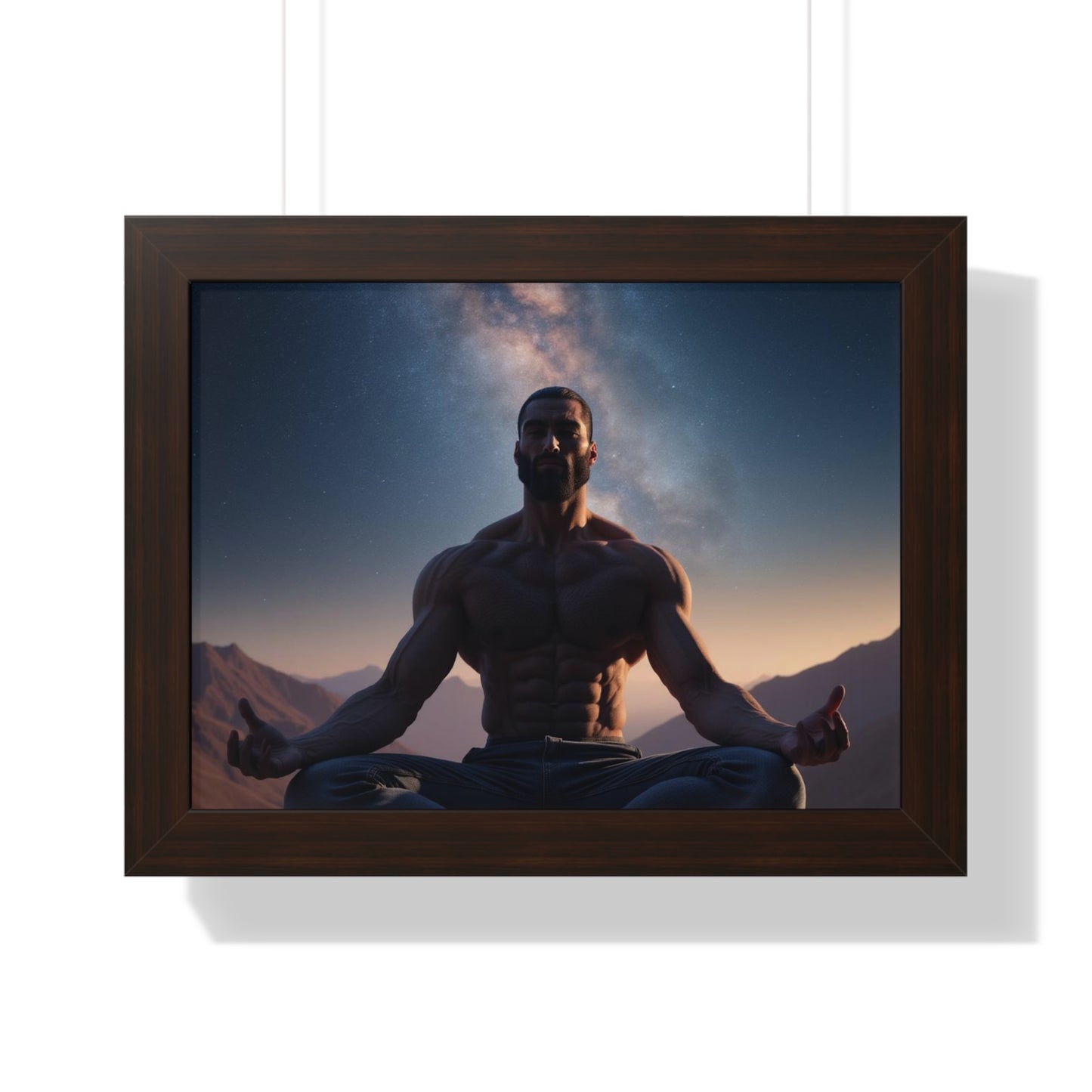 GIGA Meditation Framed Poster, Calm Art, Spiritual Wall Decor, Zen Home Decor, Fitness Motivation, Mindfulness Gift, Inspirational Art
