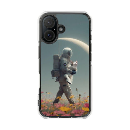 POPCAT Astronaut Phone Case, Clear Impact Case, Unique Galaxy Art Cover, Gift for Space Lovers, Cute Cat and Space Theme, Eco-Friendly