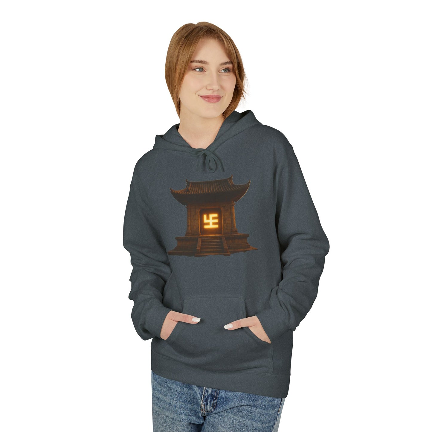 YZY Swasticoin Serene Lantern Hoodie, Cozy Fleece Hooded Sweatshirt, Gift for Nature Lovers, Casual Wear, Outdoor Adventures, Fall Fashion