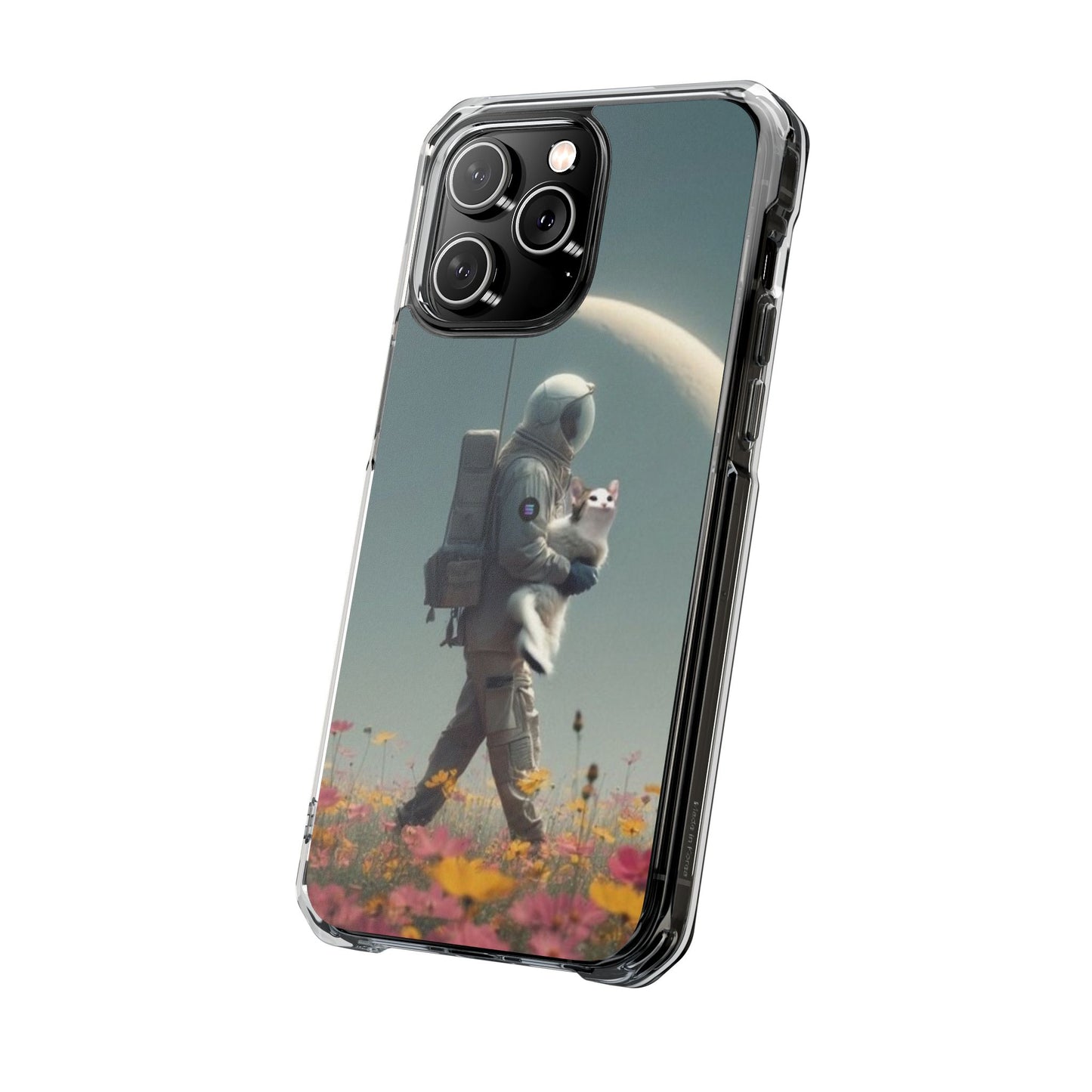 POPCAT Astronaut Phone Case, Clear Impact Case, Unique Galaxy Art Cover, Gift for Space Lovers, Cute Cat and Space Theme, Eco-Friendly