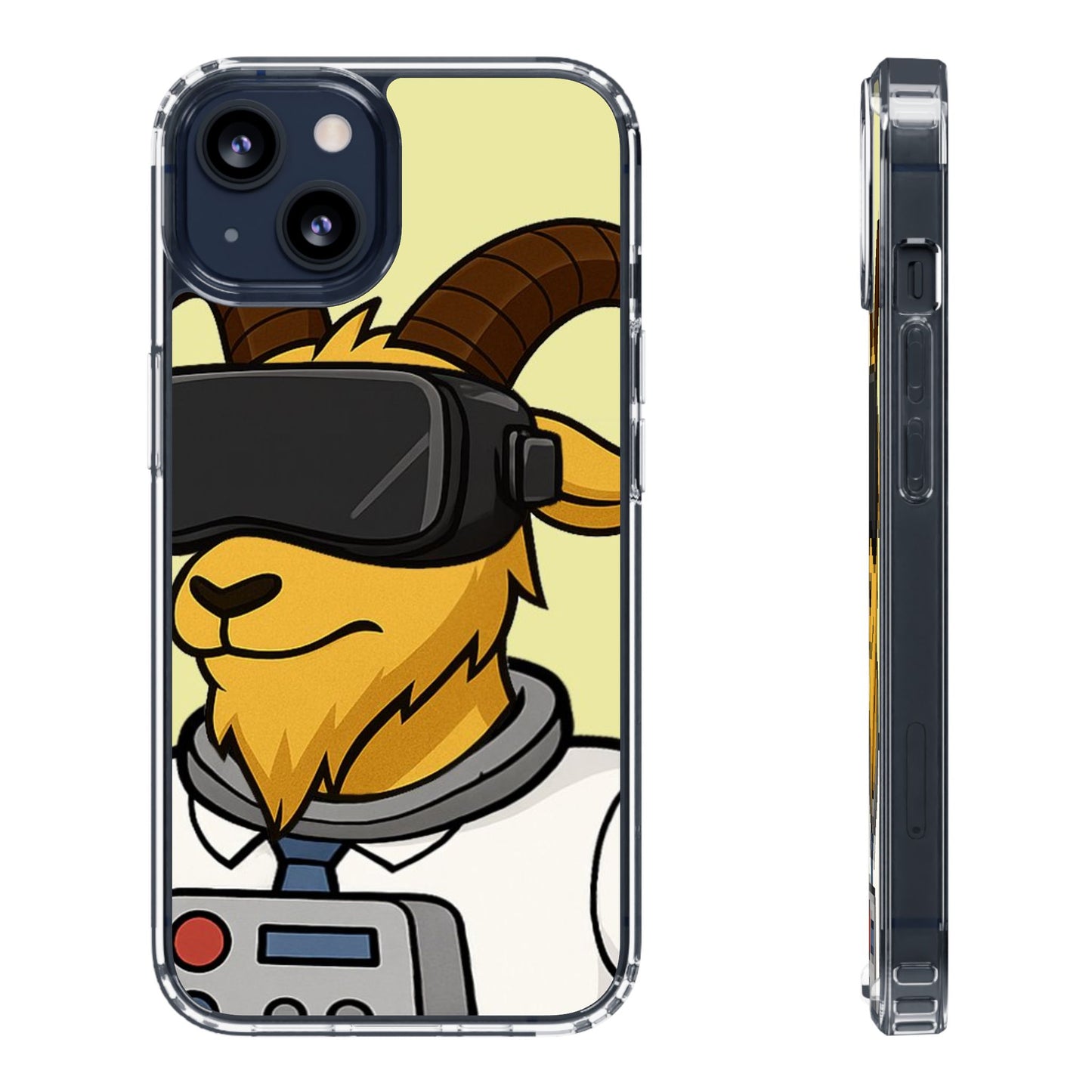 VR Goat Clear Case, Fun Phone Cover, Geeky Accessories, Gift for Gamers, Cute Animal Design, Customizable Phone Cases