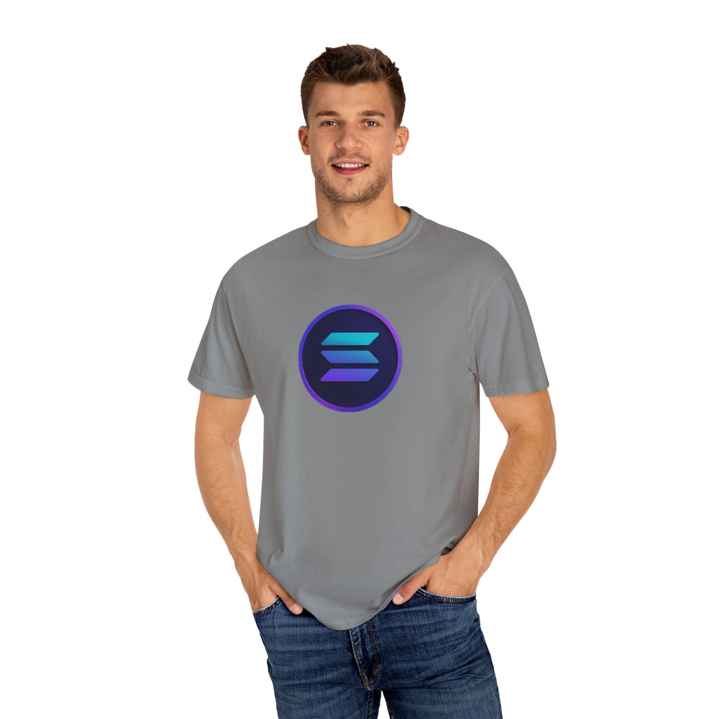 Solana Stylish Garment-Dyed T-Shirt with Colorful Logo, Trendy Graphic Tee, Casual Wear, Everyday Comfort, Perfect Gift Idea