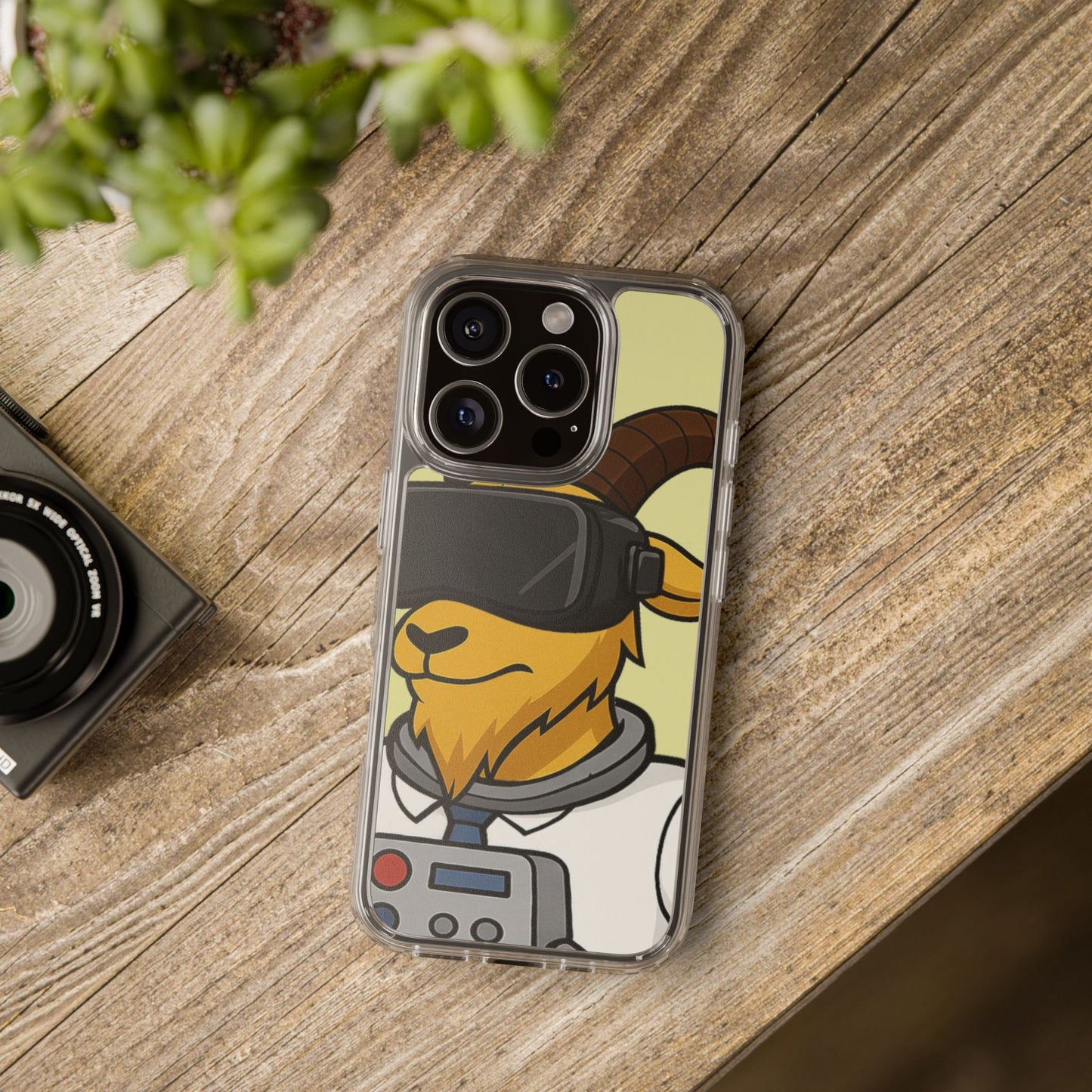 VR Goat Clear Case, Fun Phone Cover, Geeky Accessories, Gift for Gamers, Cute Animal Design, Customizable Phone Cases