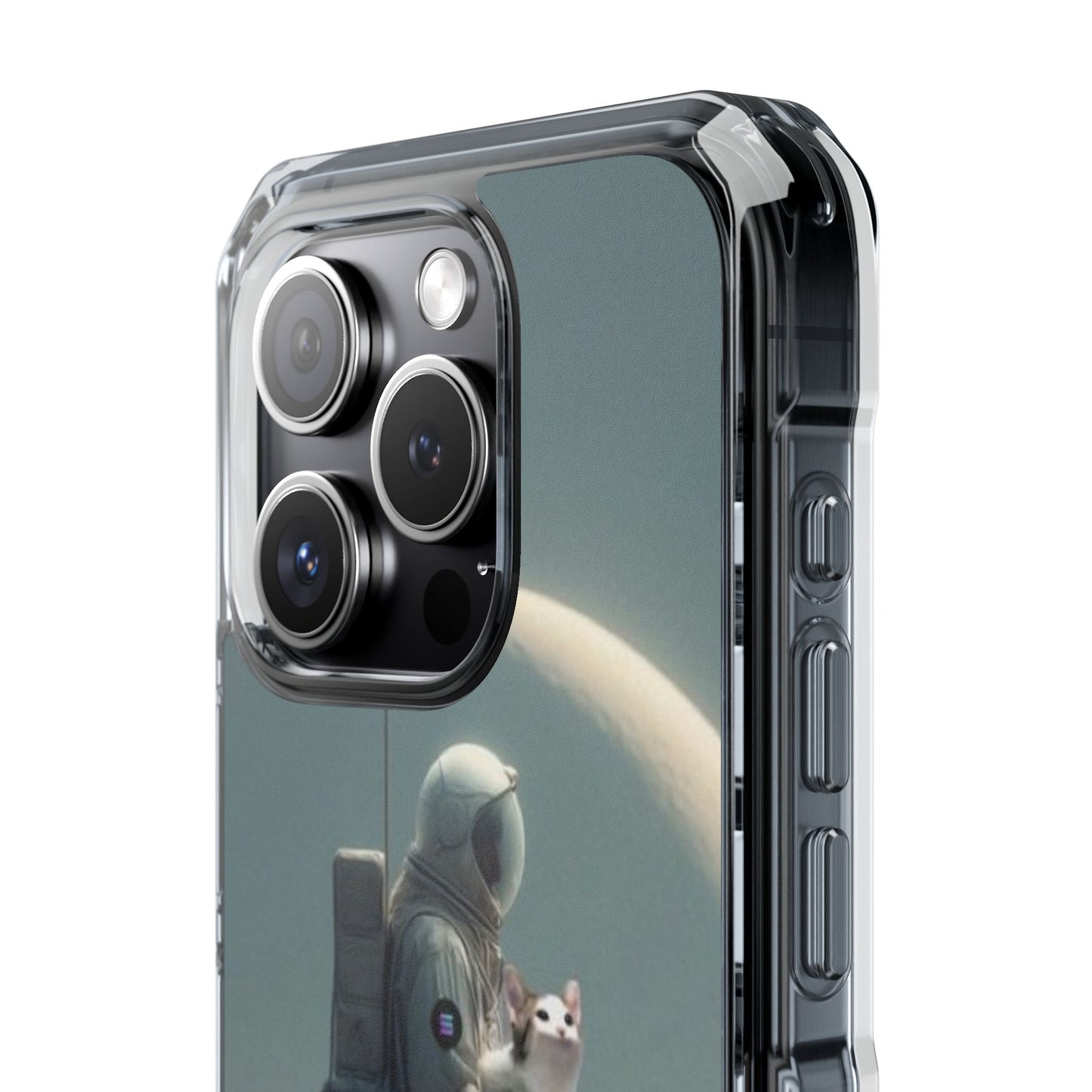 POPCAT Astronaut Phone Case, Clear Impact Case, Unique Galaxy Art Cover, Gift for Space Lovers, Cute Cat and Space Theme, Eco-Friendly