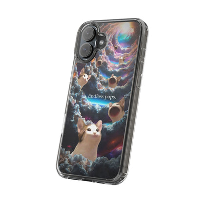 POPCAT Galaxy Cat Clear Phone Case, Cute Animal Phone Cover, Customizable Phone Accessory, Gift for Cat Lovers, Funny Phone Case