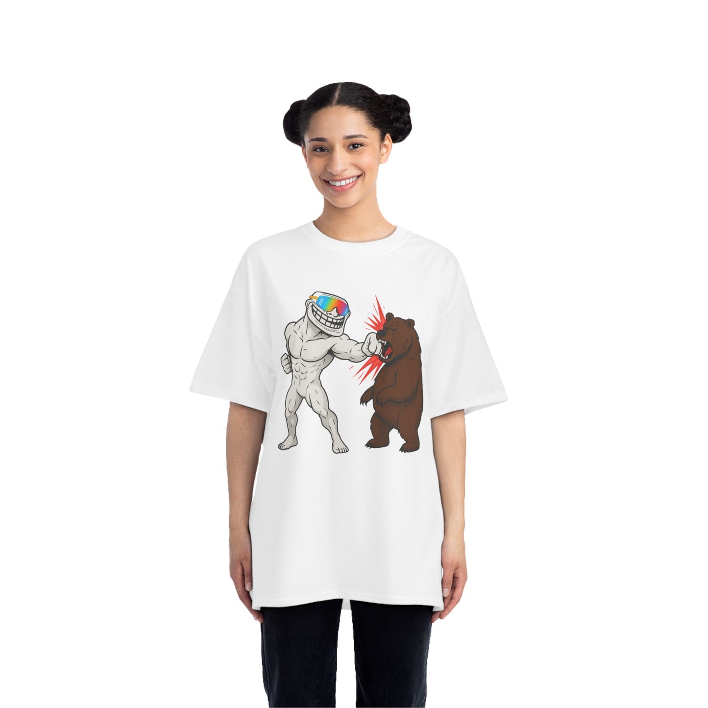Troll Bold Graphic Short-Sleeve T-Shirt featuring Cartoon Conflict, Fun Gift for Friends, Casual Wear, Festival Attire, Unique Statement [...]