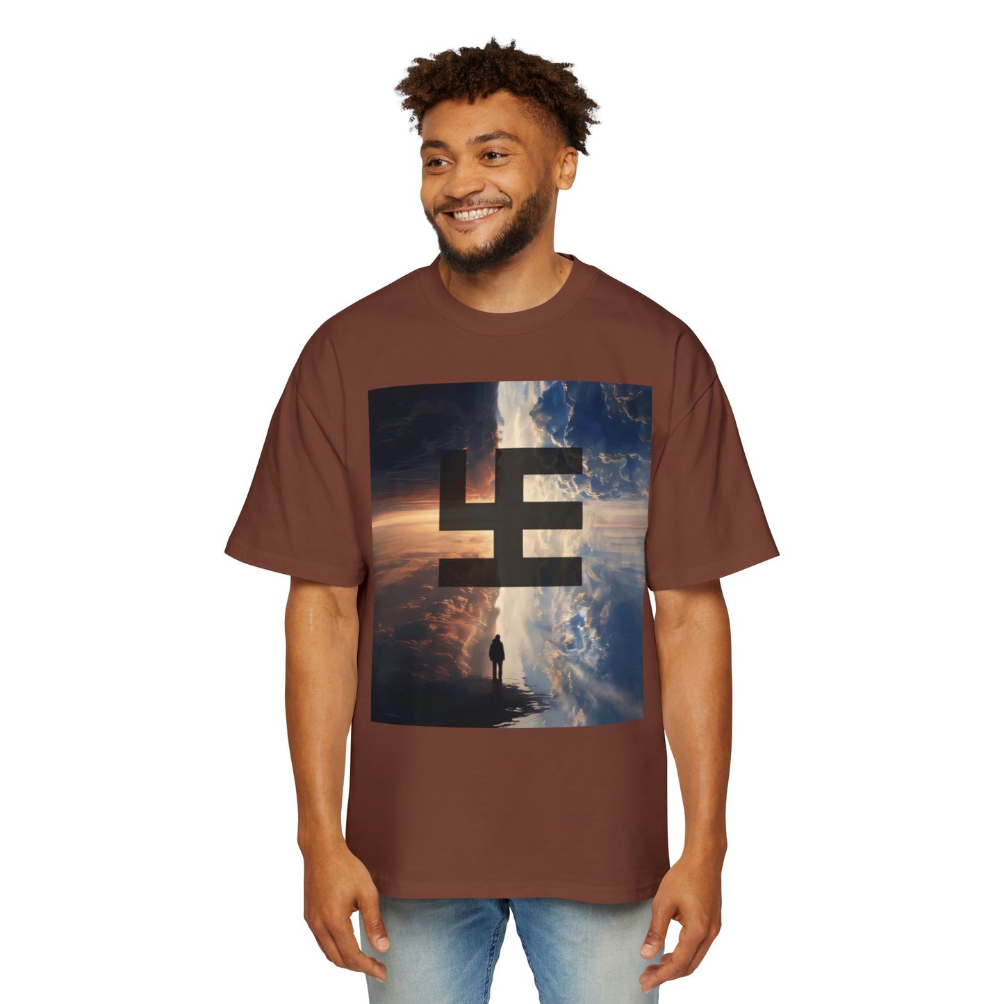Swasticoin Men's Heavy Oversized Tee with Eye-Catching Design | Casual Wear, Graphic Tee, Street Style, Unisex Fashion, Gift Idea