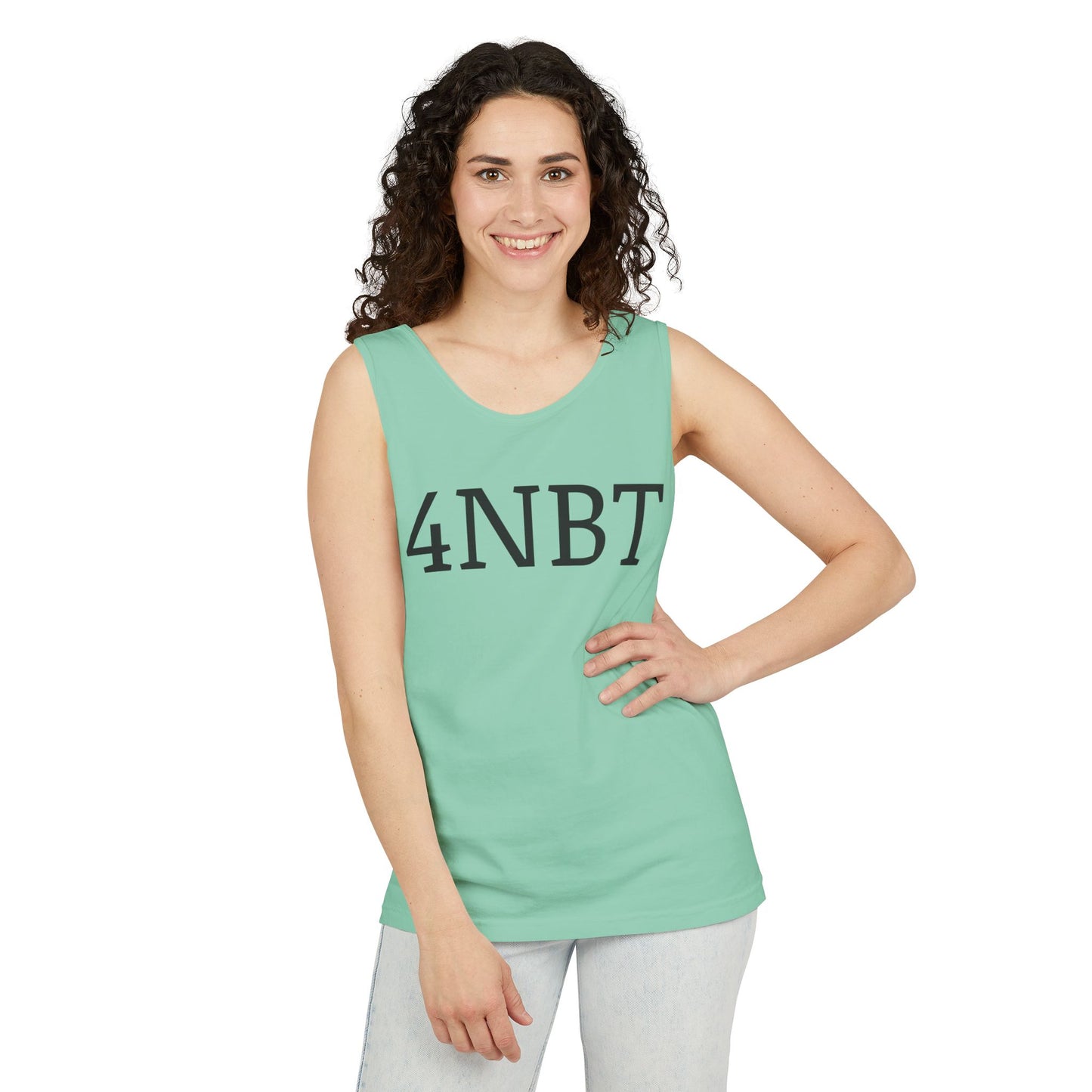 Unisex Garment-Dyed Tank Top with 4NBT Design, Summer Apparel, Casual Wear, Gift for Friends, Individual Expression Top