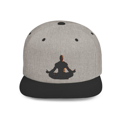 GIGA Zen Meditation Flat Bill Snapback Hat, Mindfulness Cap, Yoga Headwear, Gift for Him/Her, Casual Everyday Wear, Stylish Accessory