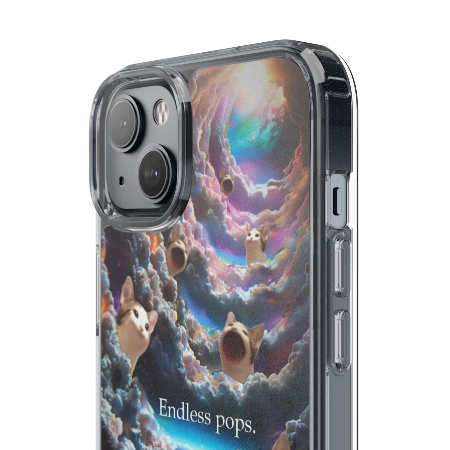POPCAT Galaxy Cat Clear Phone Case, Cute Animal Phone Cover, Customizable Phone Accessory, Gift for Cat Lovers, Funny Phone Case
