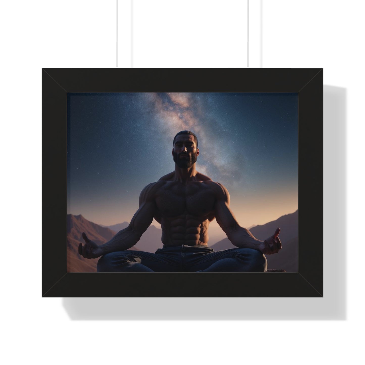 GIGA Meditation Framed Poster, Calm Art, Spiritual Wall Decor, Zen Home Decor, Fitness Motivation, Mindfulness Gift, Inspirational Art