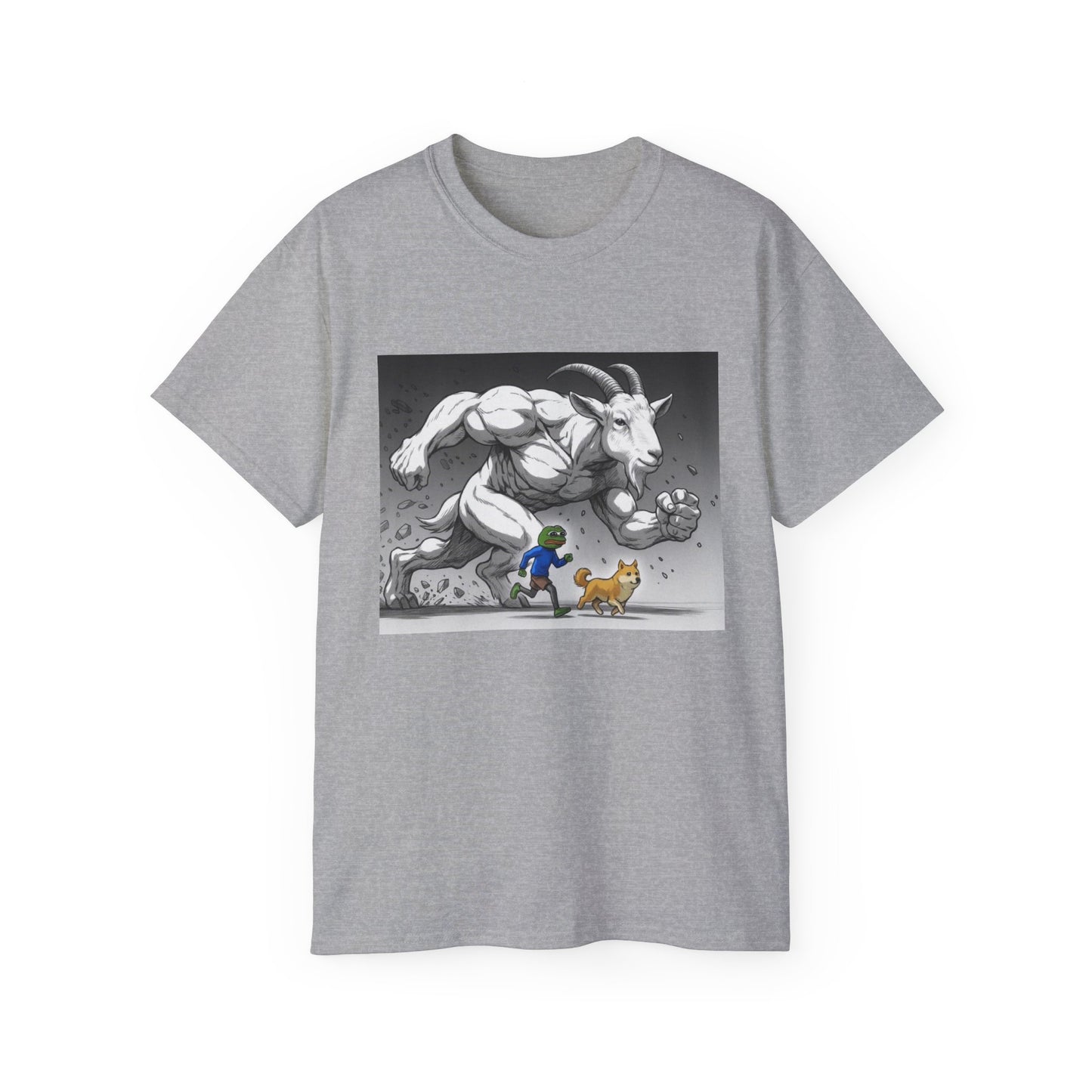 Epic Goat Chase Unisex Tee, Art Tee, Graphic Shirt, Gift for Animal Lovers, Funny T-Shirt, Cartoon Art Tee