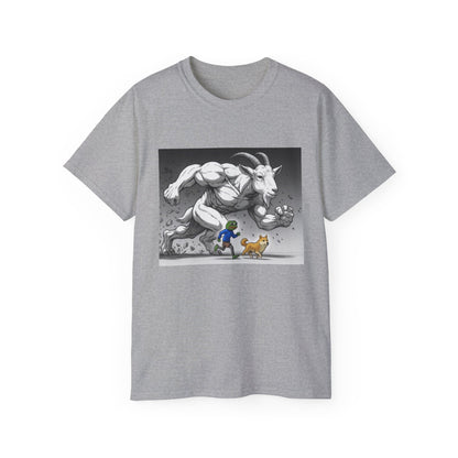 Epic Goat Chase Unisex Tee, Art Tee, Graphic Shirt, Gift for Animal Lovers, Funny T-Shirt, Cartoon Art Tee