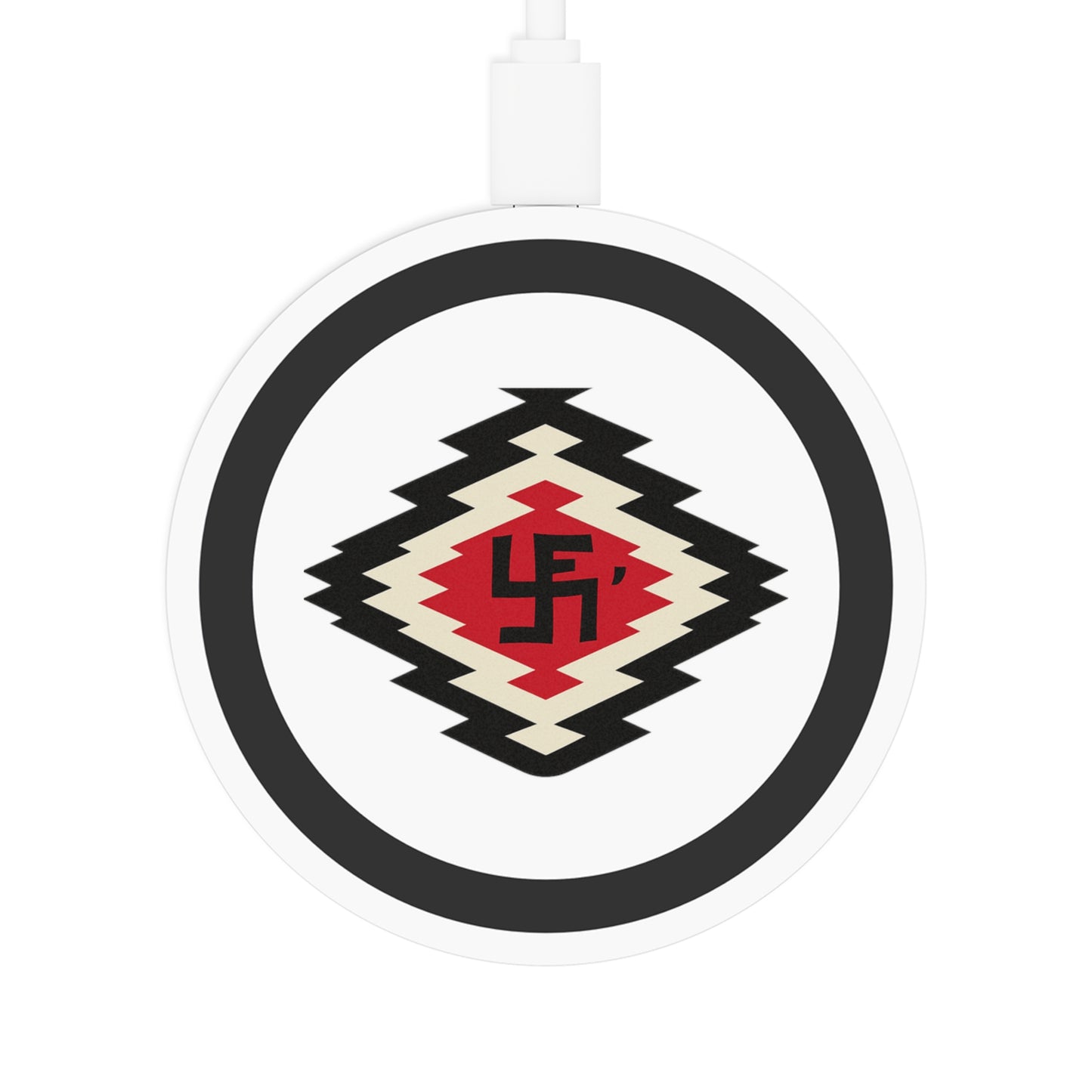 Ye-I Whirling Log Quake Wireless Charging Pad - Unique Tribal Design, Eco-Friendly Tech Accessory, Perfect for Gifts, Home Office, and Holidays