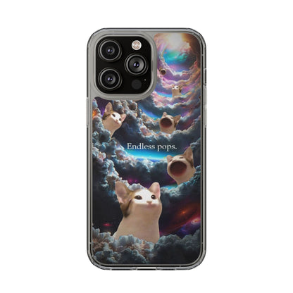 POPCAT Galaxy Cat Clear Phone Case, Cute Animal Phone Cover, Customizable Phone Accessory, Gift for Cat Lovers, Funny Phone Case