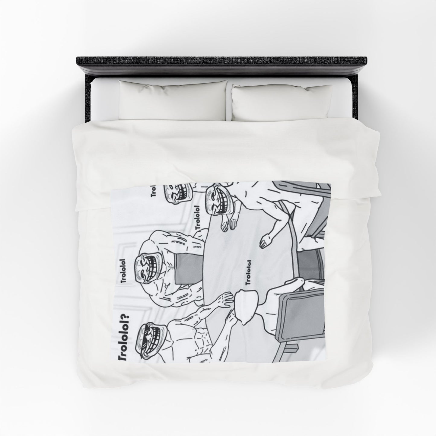TROLL Face Velveteen Plush Blanket - Funny Cozy Throw for Gaming, Room Decor, Gifts, April Fools, Laughter