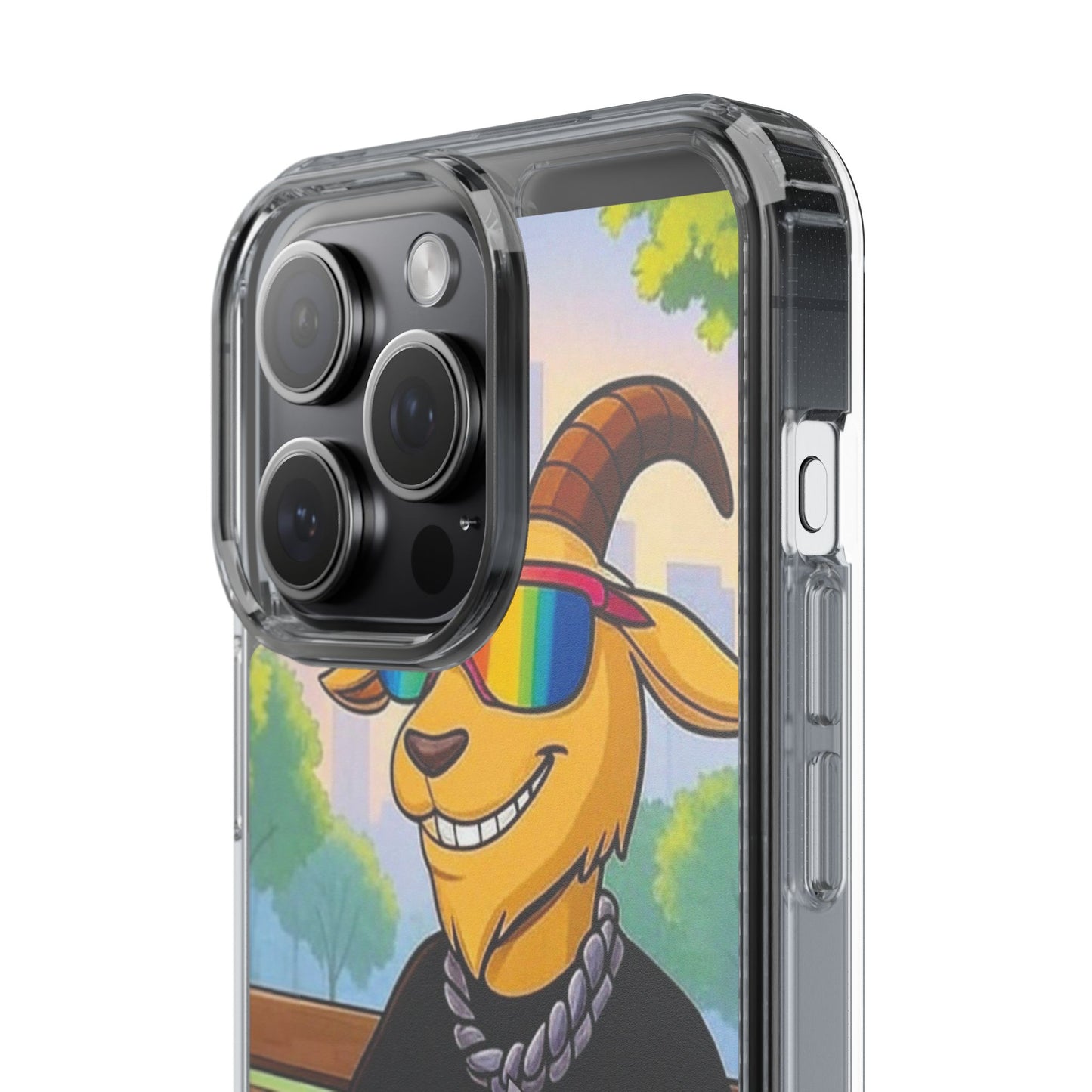 Vibrant Goat Clear Phone Case, Fun Smartphone Cover, Animal Lover Gift, Stylish Tech Accessory, Unique Phone Protection