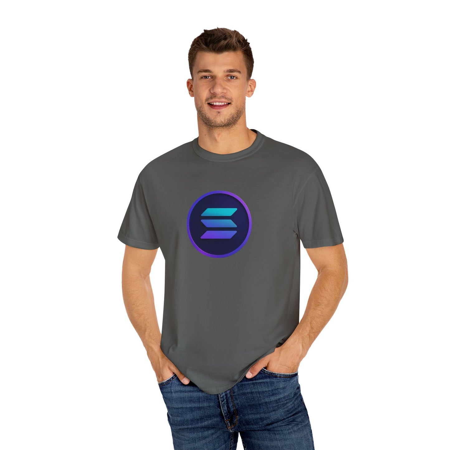Solana Stylish Garment-Dyed T-Shirt with Colorful Logo, Trendy Graphic Tee, Casual Wear, Everyday Comfort, Perfect Gift Idea