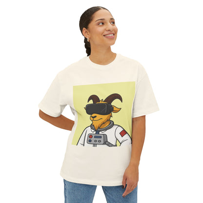 Astronaut Goat Unisex Oversized Tee, Fun Graphic Tee, Casual Wear, Summer Essentials, Gift for Gamers