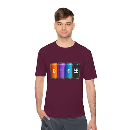 Swasticoin/Crypto Cans Unisex Moisture Wicking Tee, Perfect for Gamers, Crypto Enthusiasts, Gift for Tech Lovers, Casual Wear, Sports Shirt