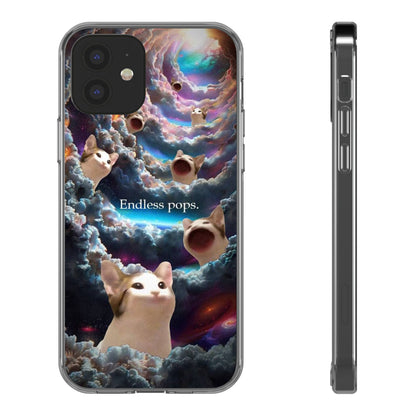 POPCAT Galaxy Cat Clear Phone Case, Cute Animal Phone Cover, Customizable Phone Accessory, Gift for Cat Lovers, Funny Phone Case