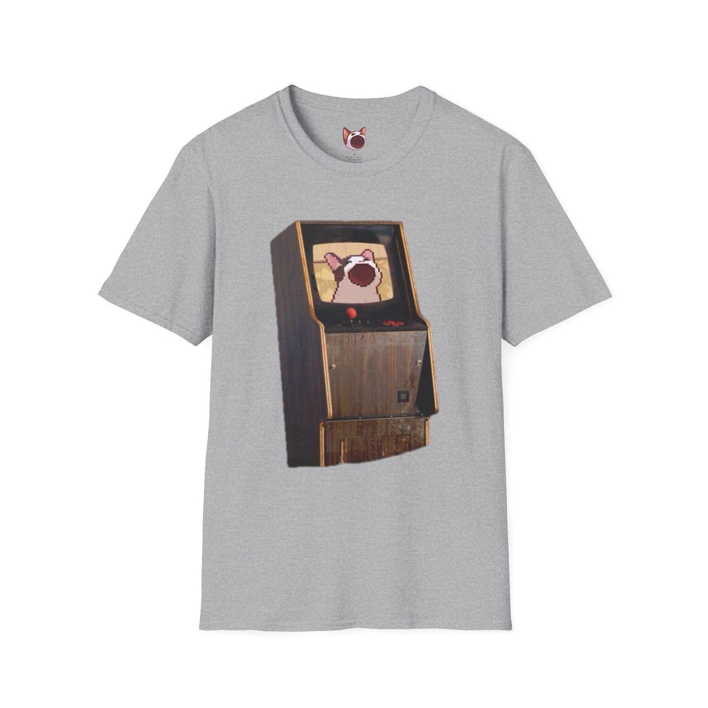 POPCAT Retro Arcade Unisex T-Shirt, Gamer Tee, Vintage Gaming Shirt, Gift for Gamers, Casual Wear