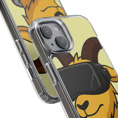 VR Goat Clear Case, Fun Phone Cover, Geeky Accessories, Gift for Gamers, Cute Animal Design, Customizable Phone Cases
