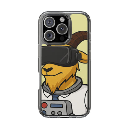 VR Goat Clear Case, Fun Phone Cover, Geeky Accessories, Gift for Gamers, Cute Animal Design, Customizable Phone Cases
