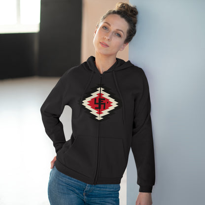 Yei Navajo Inspired Unisex Hooded Zip Sweatshirt, Cozy Layering, Gift for Him/Her, Fall/Winter Fashion, Boho Style, Casual Wear