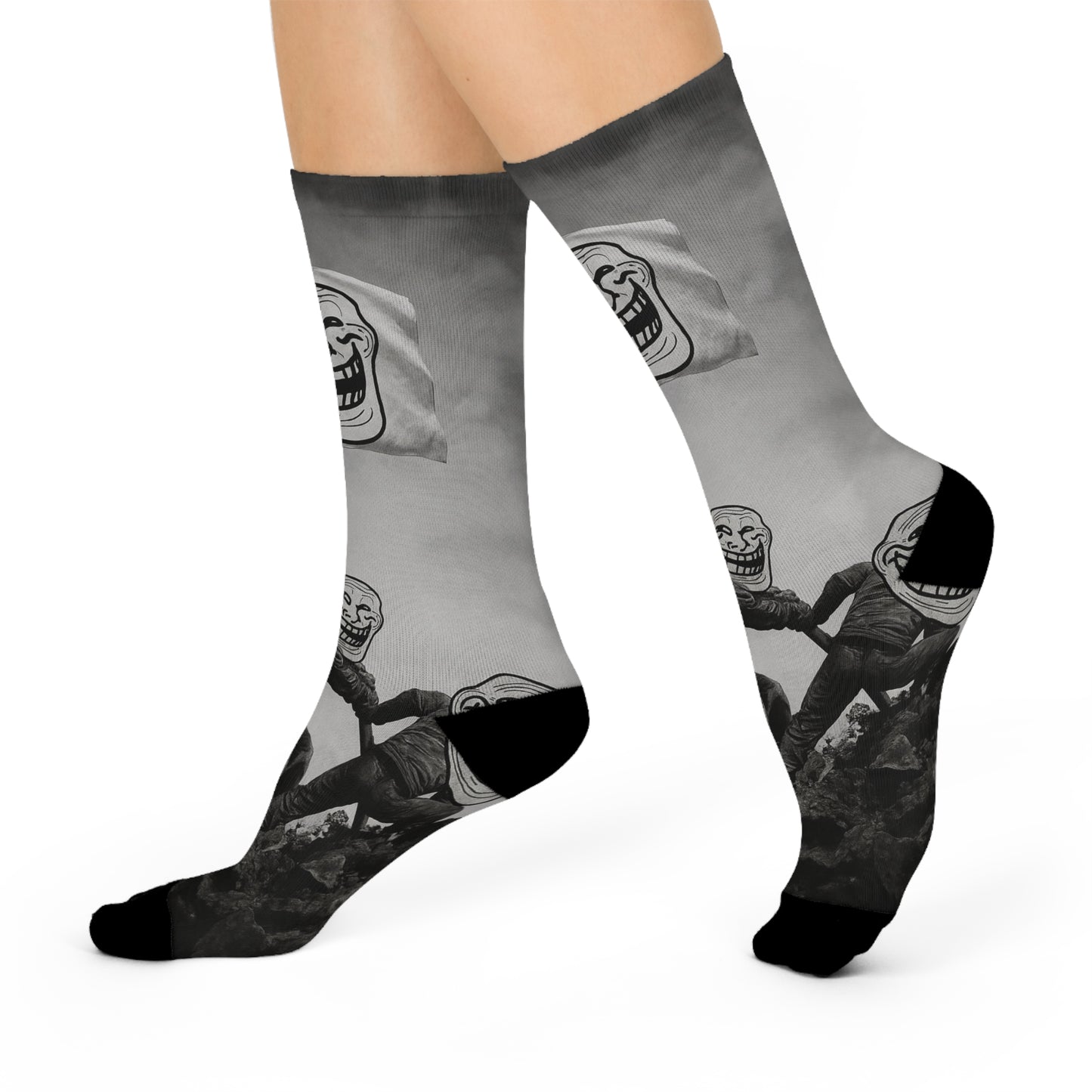 TROLL Funny Meme Crew Socks, Cushioned Funny Socks, Unique Gift Socks, Quirky Socks for Meme Lovers, Casual Wear Socks
