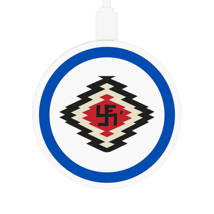 Ye-I Whirling Log Quake Wireless Charging Pad - Unique Tribal Design, Eco-Friendly Tech Accessory, Perfect for Gifts, Home Office, and Holidays