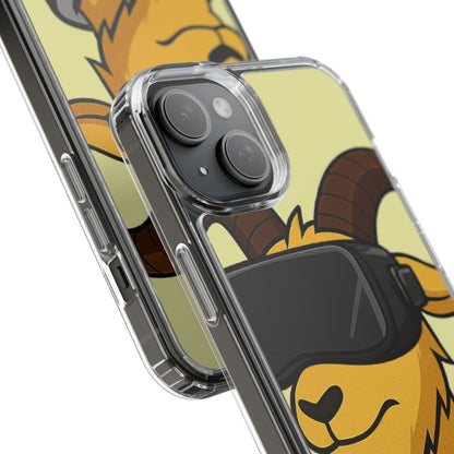 VR Goat Clear Case, Fun Phone Cover, Geeky Accessories, Gift for Gamers, Cute Animal Design, Customizable Phone Cases