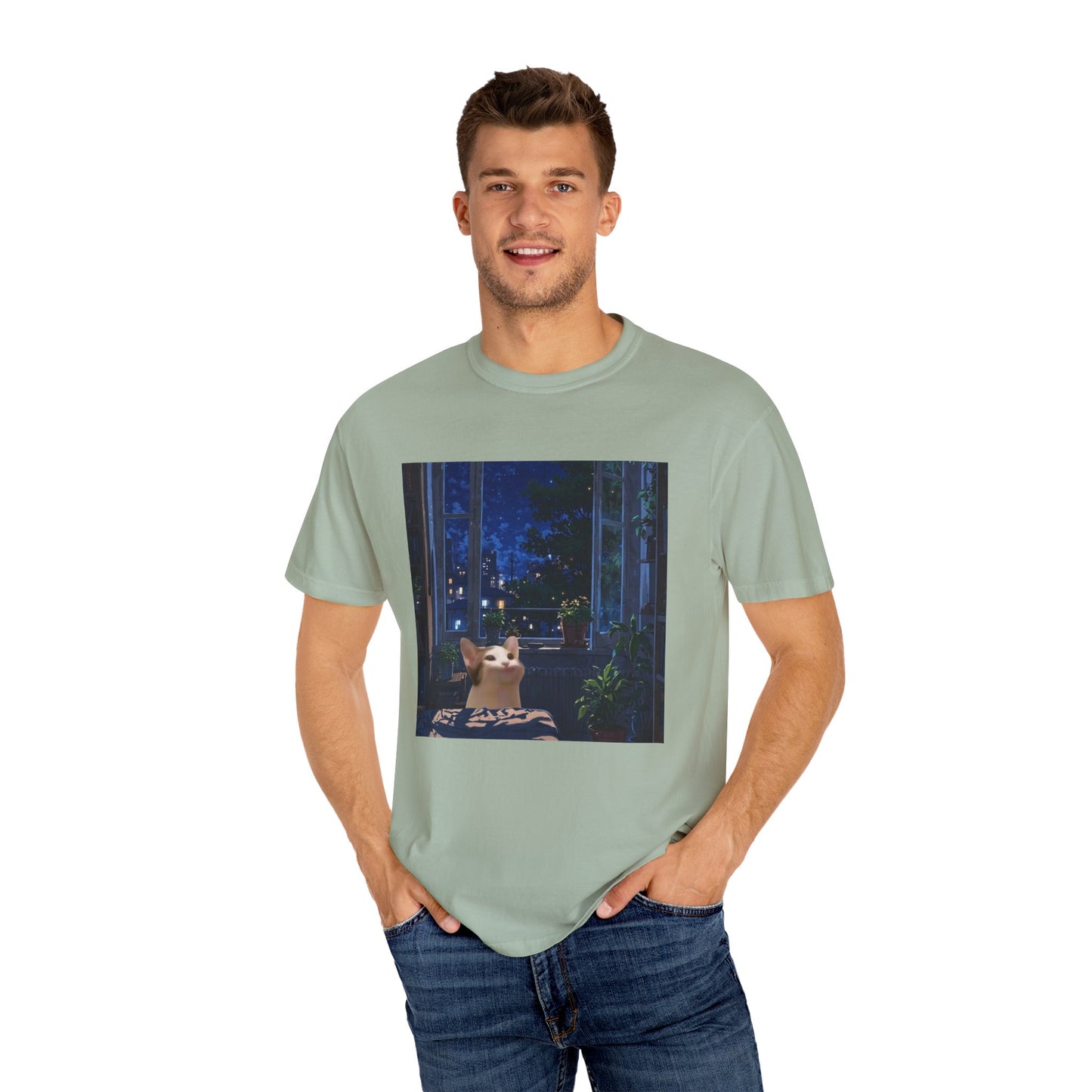 POPCAT Lover T-shirt, Cute Dog and Cat Design, Unisex Cotton Top, Perfect Gift for Animal Lovers, Ideal for Casual Wear or Home