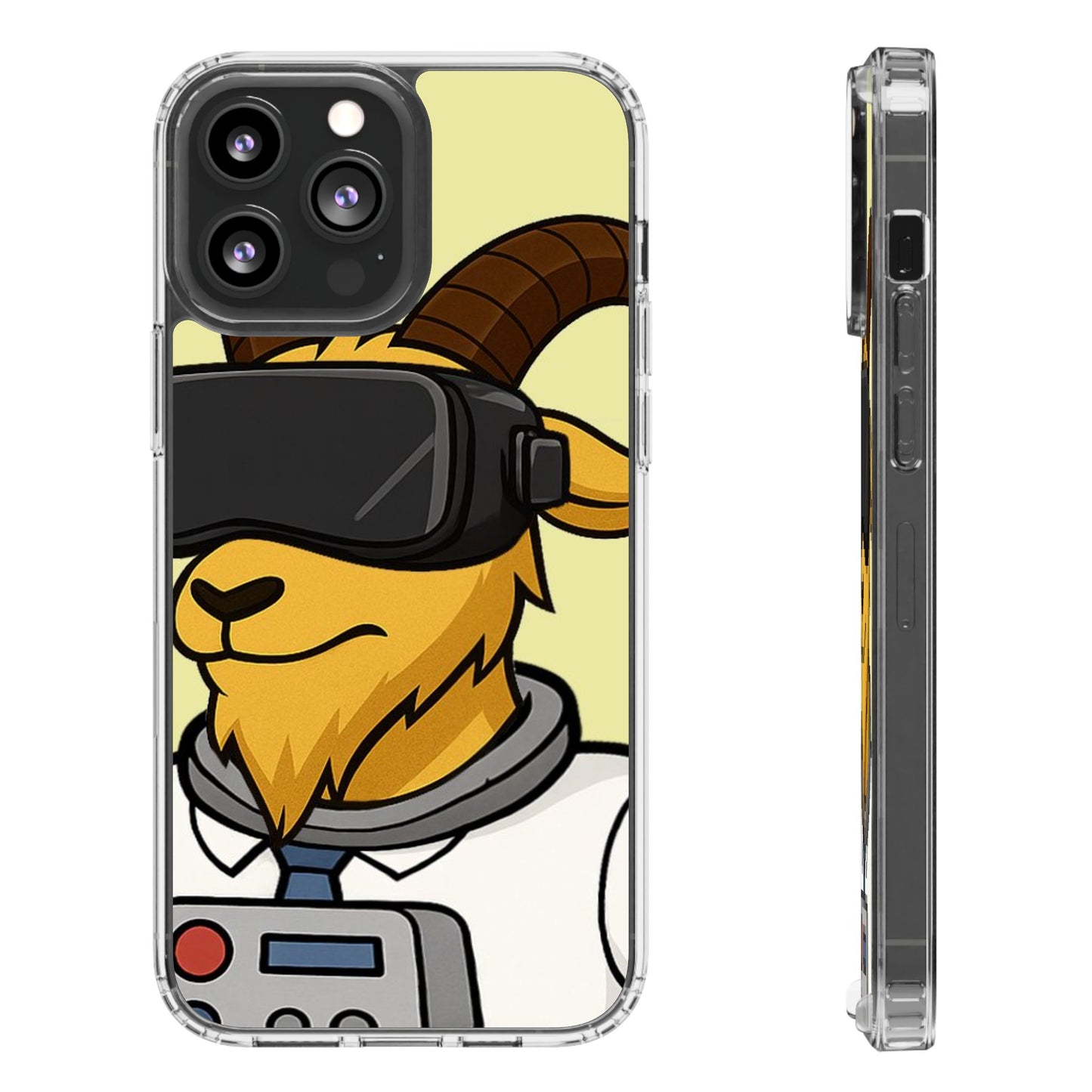 VR Goat Clear Case, Fun Phone Cover, Geeky Accessories, Gift for Gamers, Cute Animal Design, Customizable Phone Cases