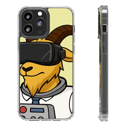 VR Goat Clear Case, Fun Phone Cover, Geeky Accessories, Gift for Gamers, Cute Animal Design, Customizable Phone Cases