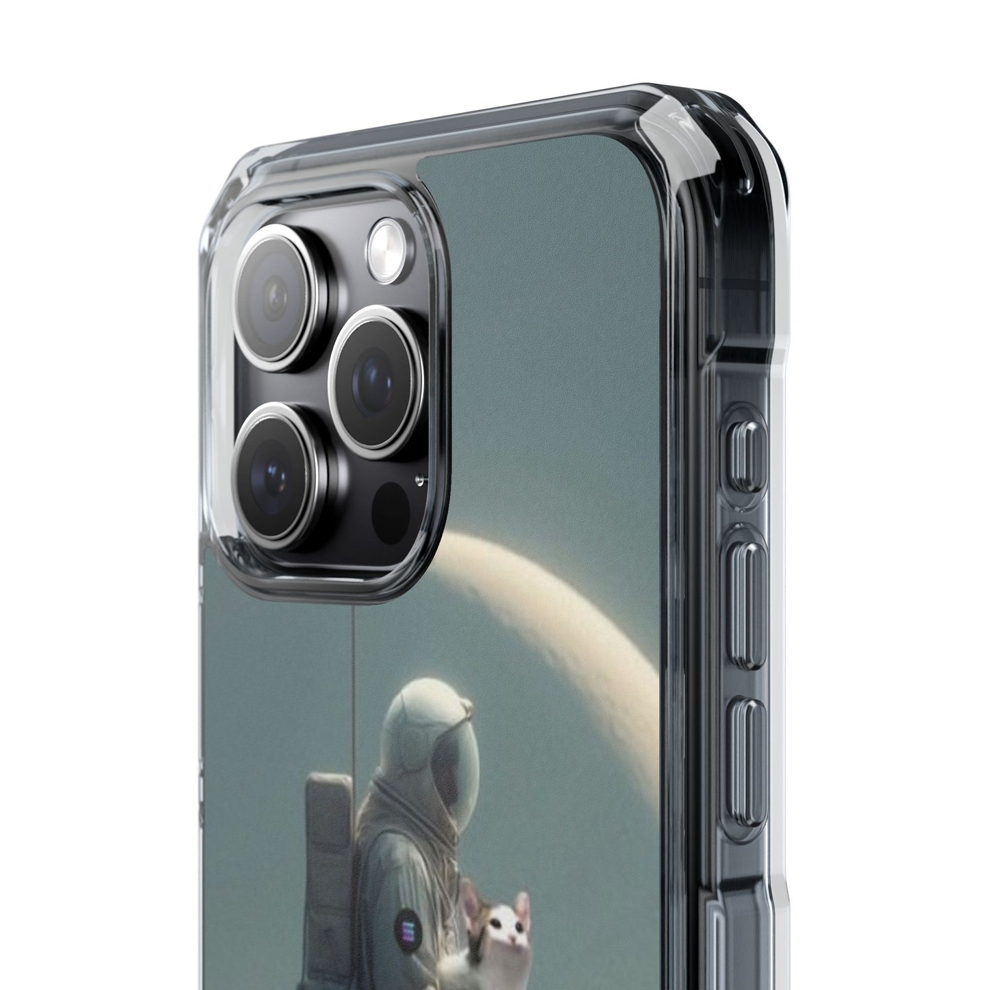 POPCAT Astronaut Phone Case, Clear Impact Case, Unique Galaxy Art Cover, Gift for Space Lovers, Cute Cat and Space Theme, Eco-Friendly