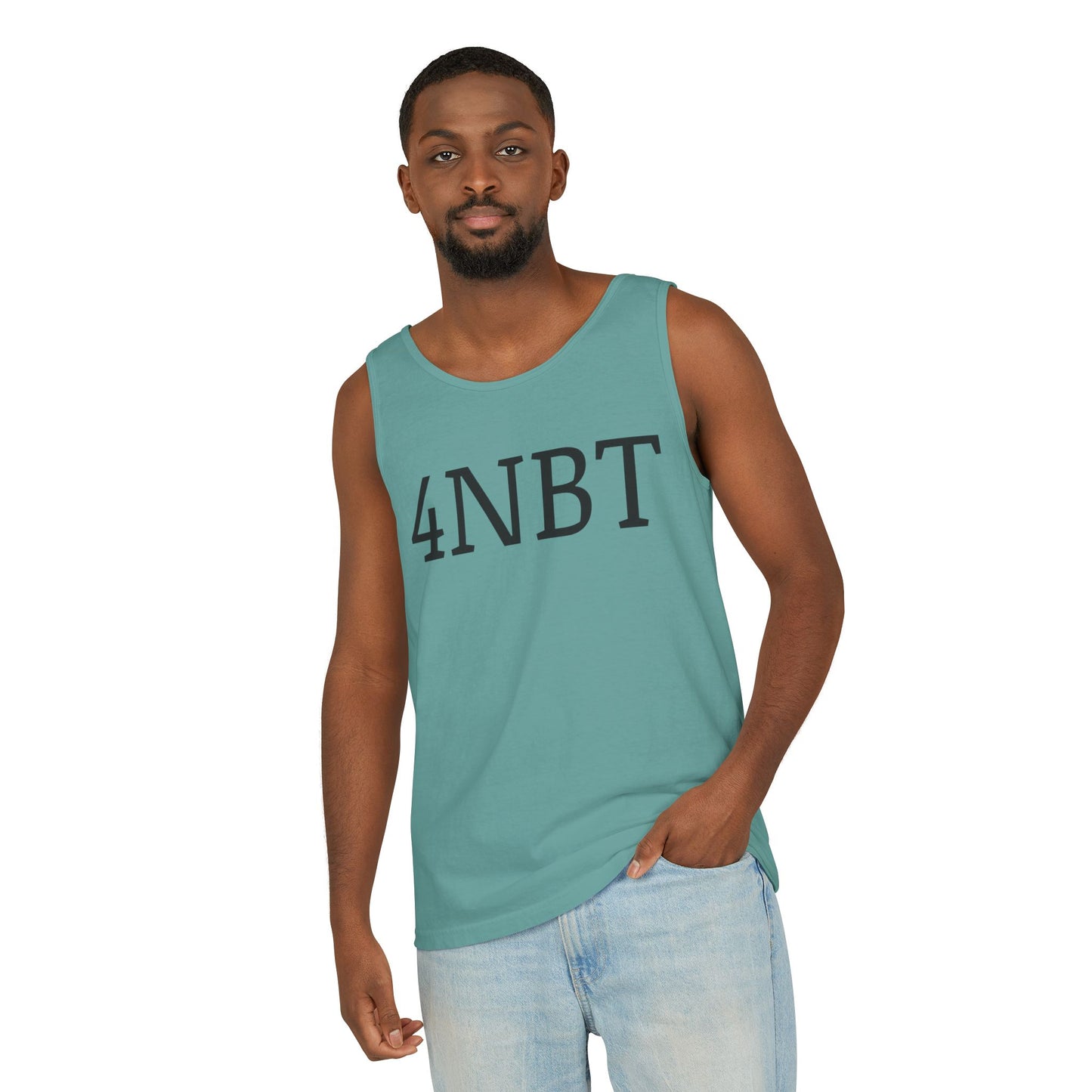 Unisex Garment-Dyed Tank Top with 4NBT Design, Summer Apparel, Casual Wear, Gift for Friends, Individual Expression Top