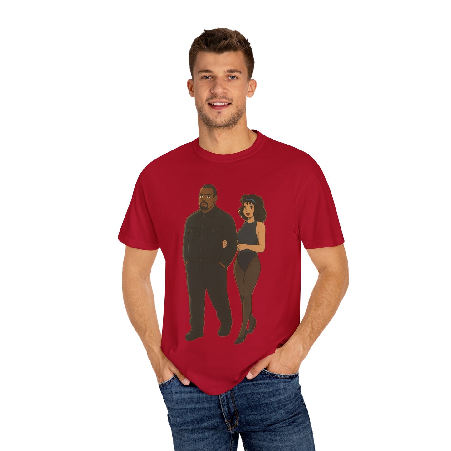 Ye & Bianca Graphic Tee, Trendy Unisex T-shirt, Cartoon Style, Streetwear, Gift for Music Lovers, Casual Fashion