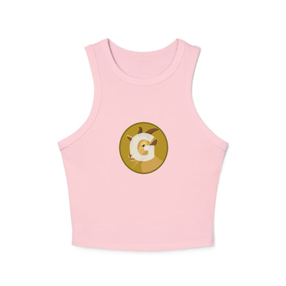 Goat Women's Micro Rib Racer Tank Top with Custom Graphic, Casual Layering Piece, Perfect for Summer, Beach Trips, Festivals, Workout Wear