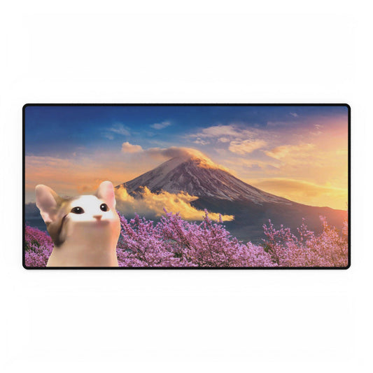 POPCAT Desk Mat with Mountain Scenery, Office Decor, Gaming Mouse Pad, Cute Cat Gifts, Desk Accessories