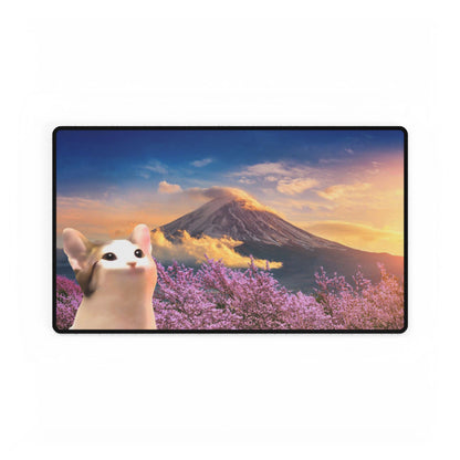 POPCAT Desk Mat with Mountain Scenery, Office Decor, Gaming Mouse Pad, Cute Cat Gifts, Desk Accessories